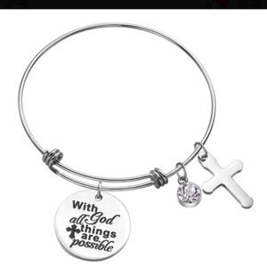 Stainless Steel Adjustable Bracelet with Cross